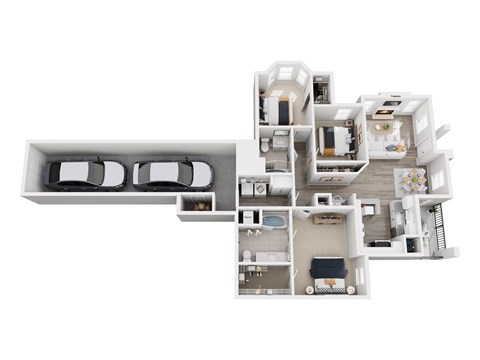 Floor plan for 3 beds, 2 baths, 1338 sqft